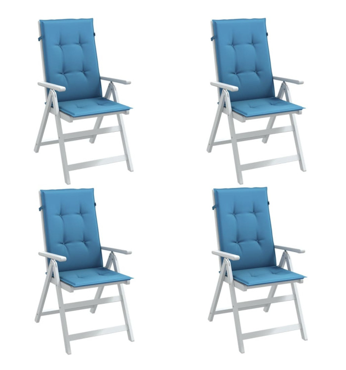 Coussins de chaise à dossier haut lot de 4 bleu mélangé tissu | Mobilier & Déco