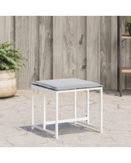 Tabourets de jardin avec coussins 4pcs blanc acier et textilène | Mobilier & Déco