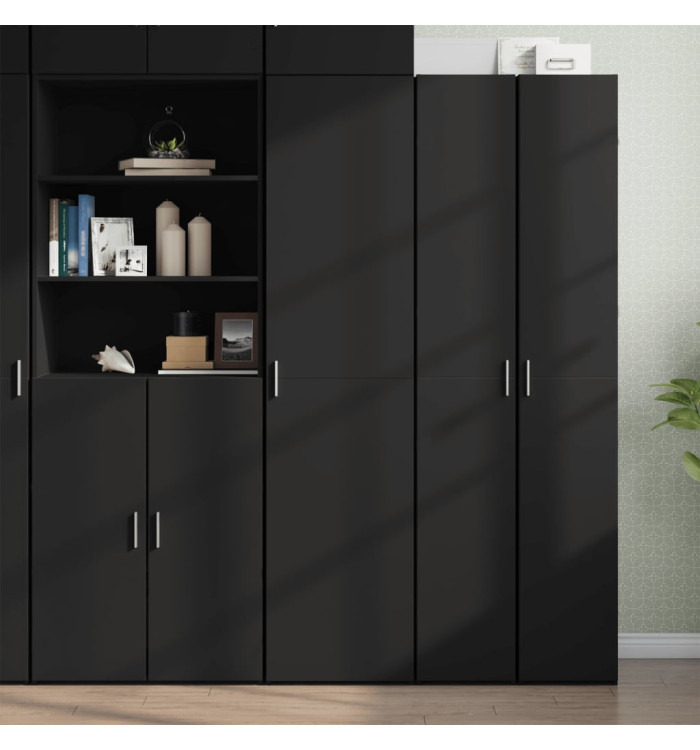 Buffet haut noir 45x42,5x185 cm bois d'ingénierie | Mobilier & Déco