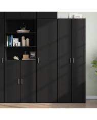 Buffet haut noir 45x42,5x185 cm bois d'ingénierie | Mobilier & Déco