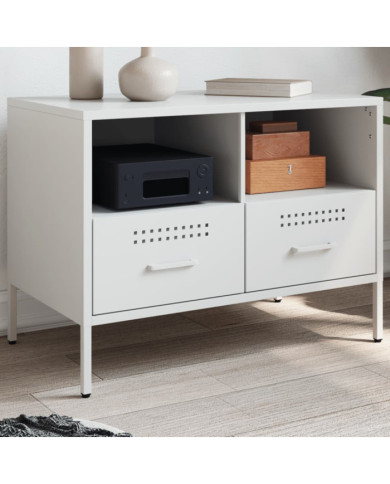 Meuble TV blanc 68x39x50,5 cm acier | Mobilier & Déco