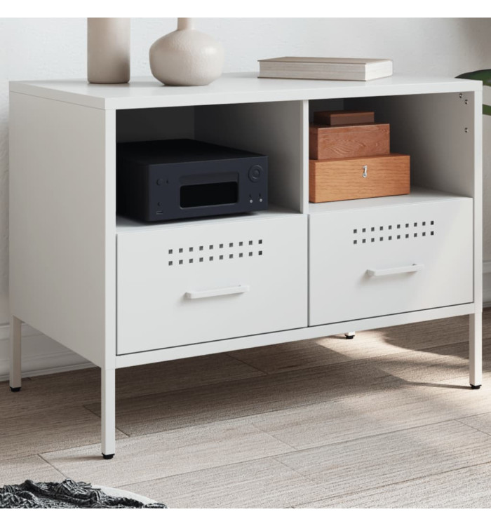 Meuble TV blanc 68x39x50,5 cm acier | Mobilier & Déco