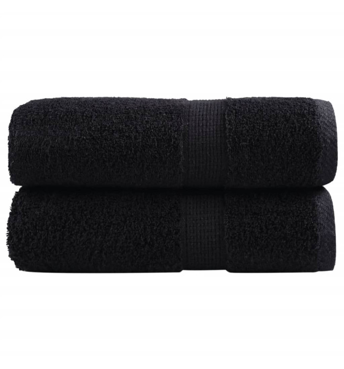 Serviettes d'invité de qualité supérieure SOLUND 2 pcs noir | Mobilier & Déco