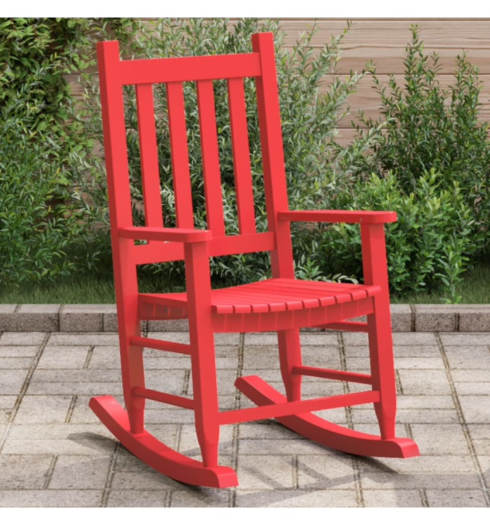 Chaise à bascule enfants rouge bois de peuplier massif | Mobilier & Déco
