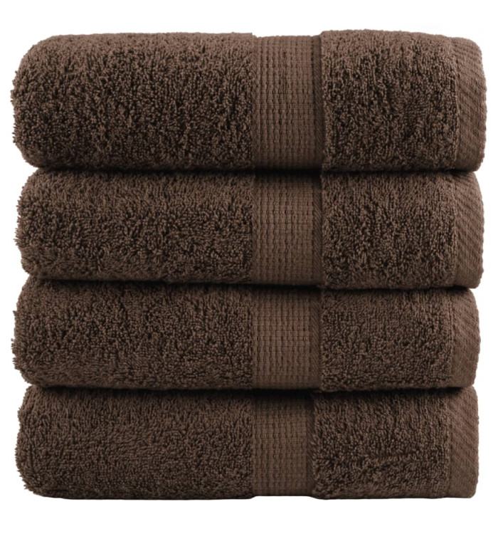 Serviettes de visage de qualité supérieure SOLUND 4 pcs marron | Mobilier & Déco