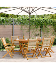 Chaises de jardin pliantes lot de 6 beige bois d'acacia massif | Mobilier & Déco