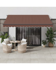 Auvent manuel rétractable avec LED marron 400x300 cm | Mobilier & Déco