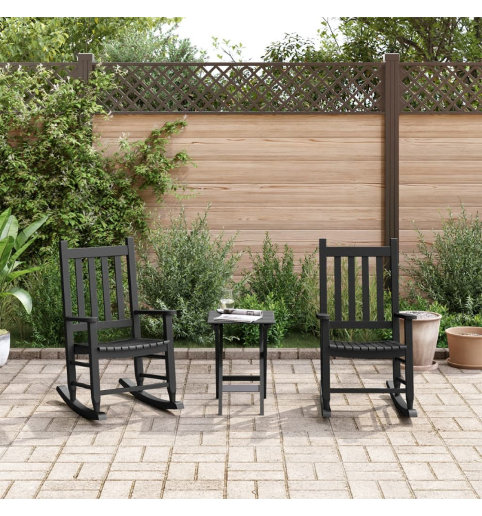Chaises à bascule enfants lot de 2 noir bois de peuplier massif | Mobilier & Déco
