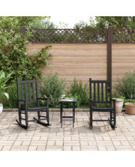 Chaises à bascule enfants lot de 2 noir bois de peuplier massif | Mobilier & Déco