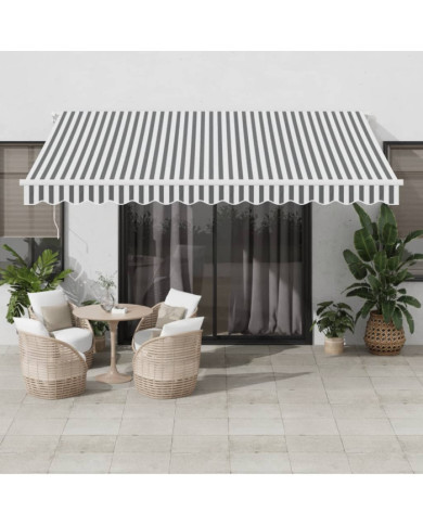Auvent rétractable automatique anthracite et blanc 400x350 cm | Mobilier & Déco