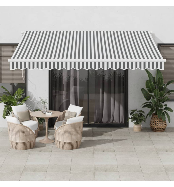 Auvent rétractable automatique anthracite et blanc 400x350 cm | Mobilier & Déco