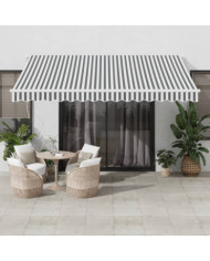Auvent rétractable automatique anthracite et blanc 400x350 cm | Mobilier & Déco