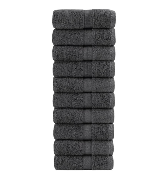 Serviettes de visage de qualité sup. SOLUND 10 pcs anthracite | Mobilier & Déco