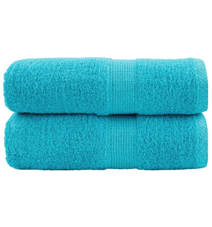 Serviettes de visage de qualité sup. SOLUND 2 pcs turquoise | Mobilier & Déco