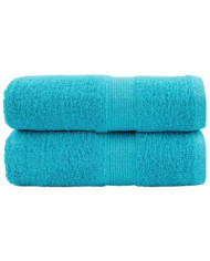 Serviettes de visage de qualité sup. SOLUND 2 pcs turquoise | Mobilier & Déco