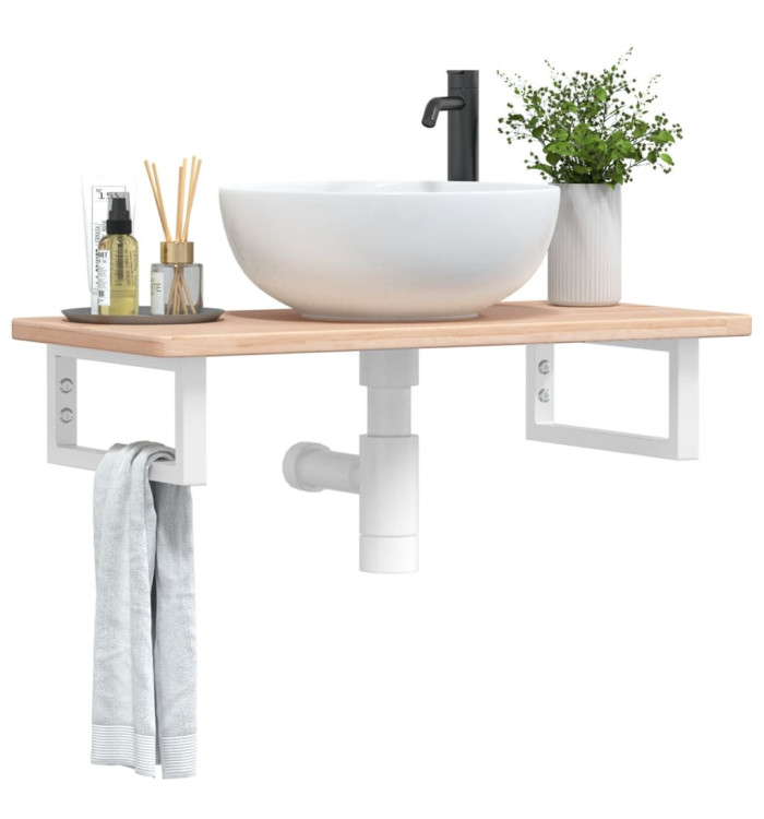 Étagère de vasque murale acier et bois de chêne massif | Mobilier & Déco