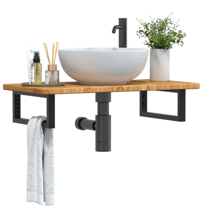Étagère de vasque murale acier et bois de chêne massif | Mobilier & Déco