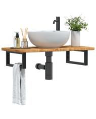 Étagère de vasque murale acier et bois de chêne massif | Mobilier & Déco