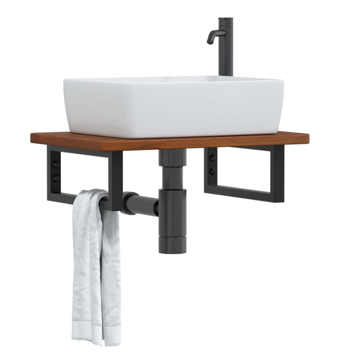 Étagère de vasque murale acier et bois de chêne massif | Mobilier & Déco