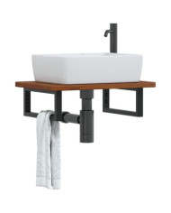 Étagère de vasque murale acier et bois de chêne massif | Mobilier & Déco