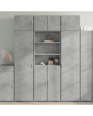 Buffet haut gris béton 70x42,5x185 cm bois d'ingénierie | Mobilier & Déco