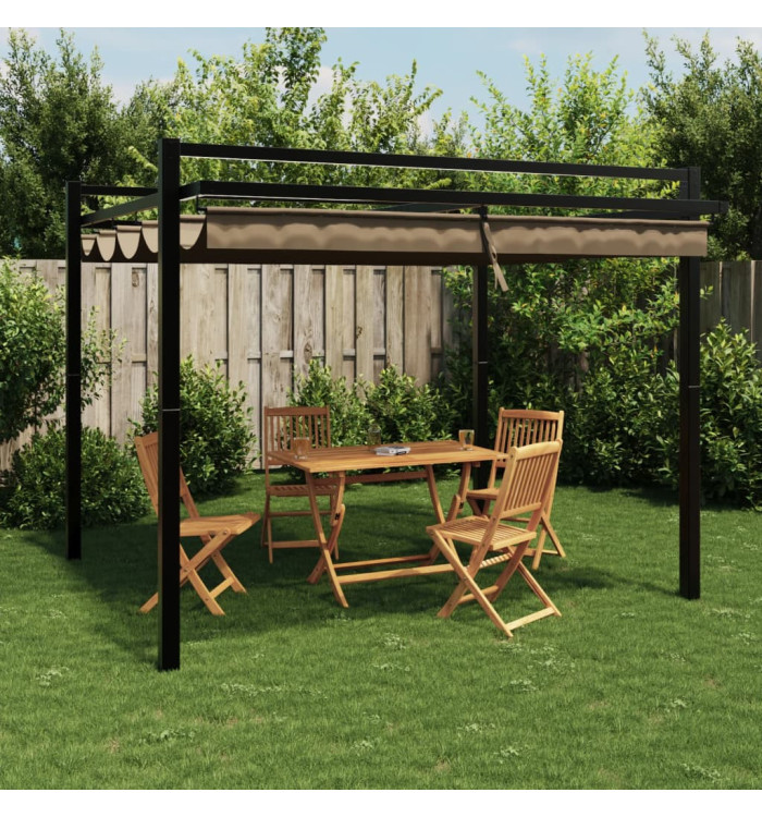 Tonnelle de jardin avec toit rétractable taupe 3x3 m aluminium | Mobilier & Déco