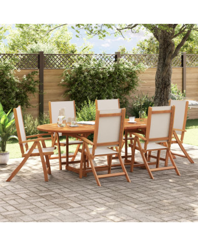 Chaises pliables de jardin lot de 6 bois d'acacia et textilène | Mobilier & Déco