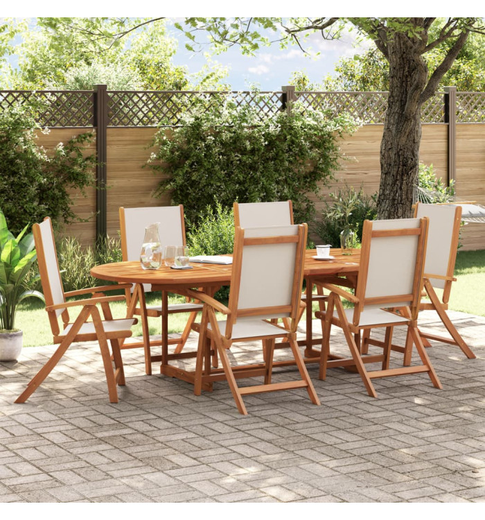 Chaises pliables de jardin lot de 6 bois d'acacia et textilène | Mobilier & Déco
