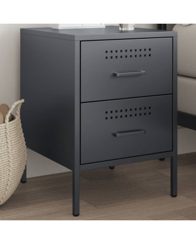 Table de chevet anthracite 36x39x50,5 cm acier | Mobilier & Déco