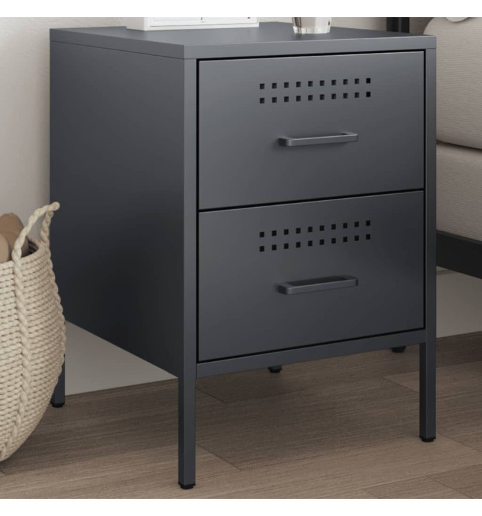 Table de chevet anthracite 36x39x50,5 cm acier | Mobilier & Déco