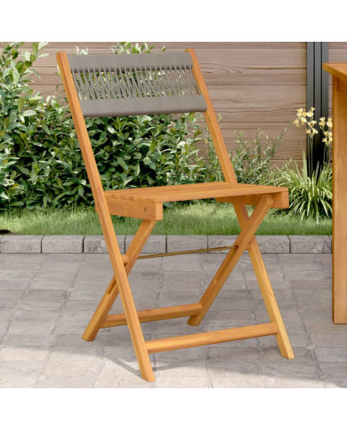 Chaises de bistrot lot de 2 gris bois d'acacia et corde | Mobilier & Déco
