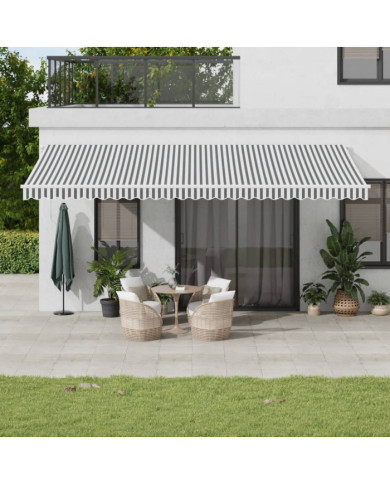Auvent manuel rétractable anthracite et blanc 600x350 cm | Mobilier & Déco