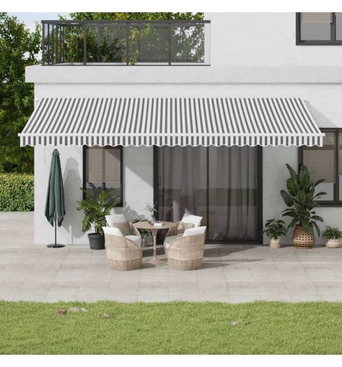 Auvent manuel rétractable anthracite et blanc 600x350 cm | Mobilier & Déco