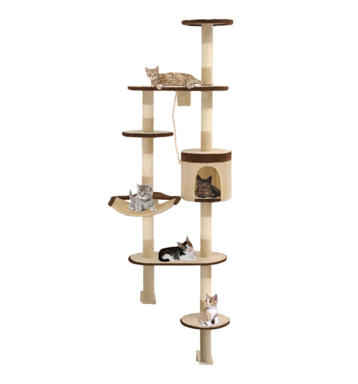 Arbre à chat en sisal Montage mural 194 cm Beige et marron | Mobilier & Déco