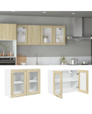 Armoire en verre suspendue "Lyon" Chêne sonoma 80x31x60 cm | Mobilier & Déco