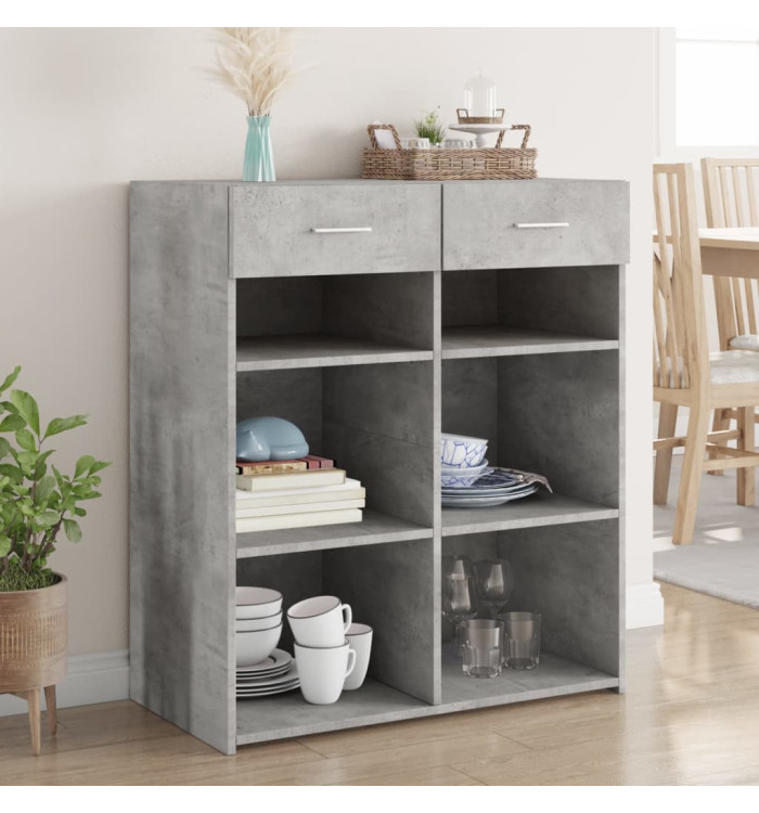 Buffet gris béton 80x42,5x93 cm bois d'ingénierie | Mobilier & Déco