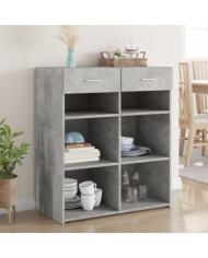 Buffet gris béton 80x42,5x93 cm bois d'ingénierie | Mobilier & Déco
