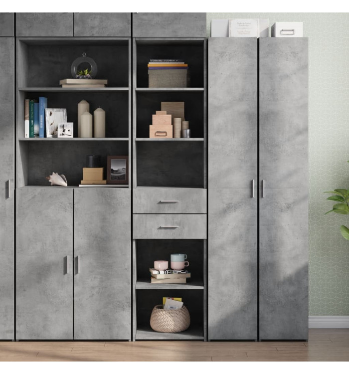 Buffet haut gris béton 45x42,5x185 cm bois d'ingénierie | Mobilier & Déco