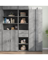Buffet haut gris béton 45x42,5x185 cm bois d'ingénierie | Mobilier & Déco