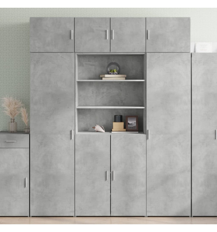 Buffet haut gris béton 80x42,5x185 cm bois d'ingénierie | Mobilier & Déco