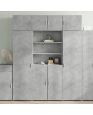 Buffet haut gris béton 80x42,5x185 cm bois d'ingénierie | Mobilier & Déco