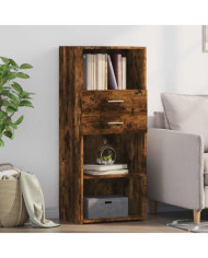 Buffet haut chêne fumé 50x42,5x124 cm bois d'ingénierie | Mobilier & Déco