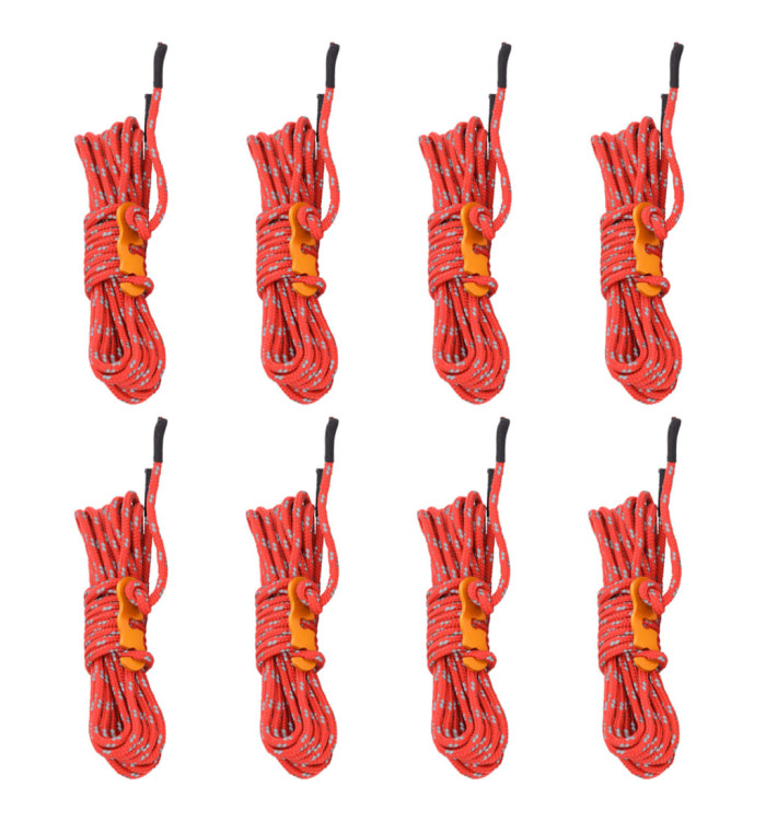 Cordes de haubanage avec clés réfléchissantes 8 pcs 4 m 4 mm | Mobilier & Déco