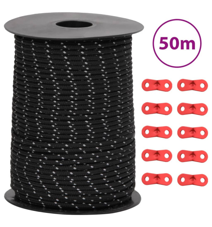 Corde de haubanage de tente avec bandes réfléchissantes et clés | Mobilier & Déco