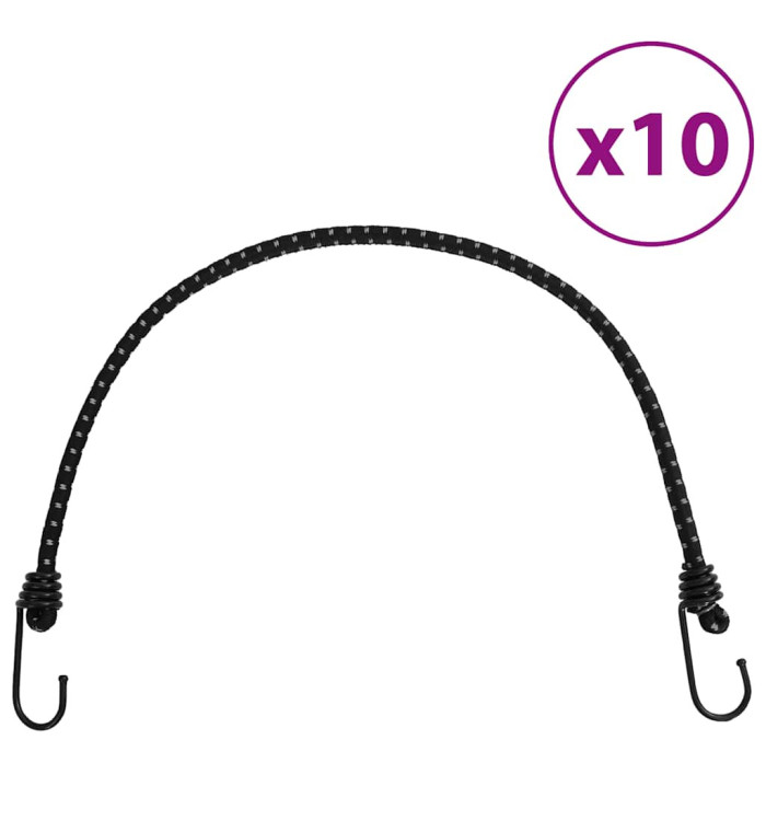 Cordes élastiques avec bandes réfléchissantes et crochets 10pcs | Mobilier & Déco