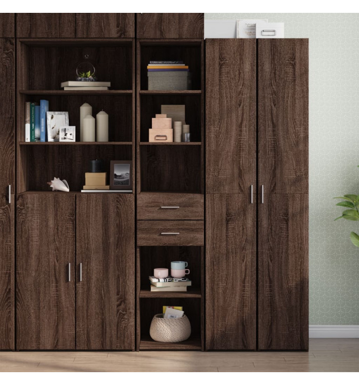 Buffet haut chêne marron 40x42,5x185 cm bois d'ingénierie | Mobilier & Déco