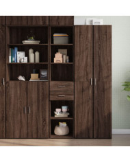 Buffet haut chêne marron 40x42,5x185 cm bois d'ingénierie | Mobilier & Déco