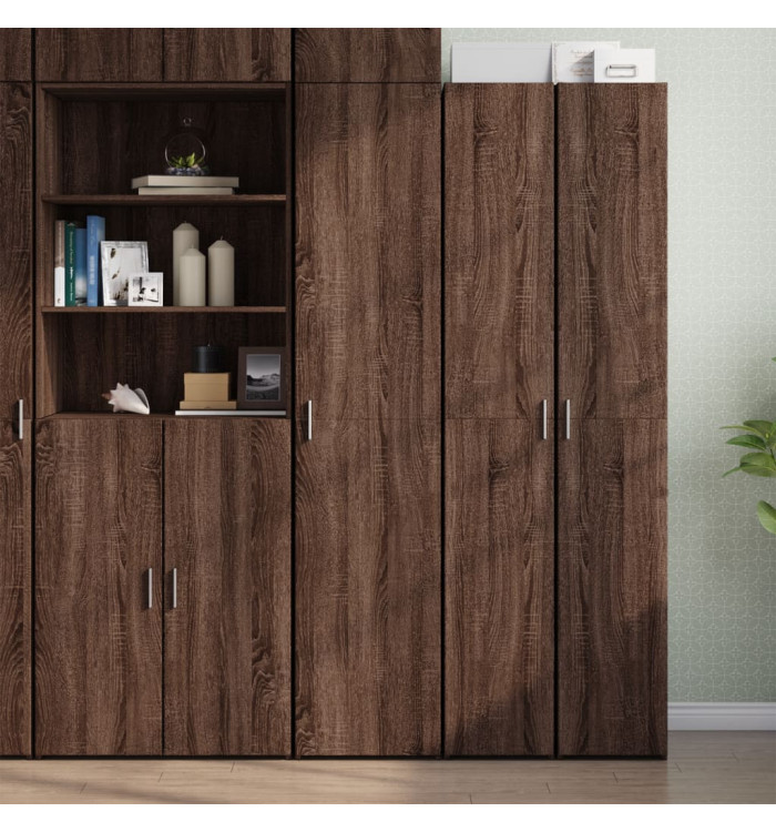Buffet haut chêne marron 40x42,5x185 cm bois d'ingénierie | Mobilier & Déco