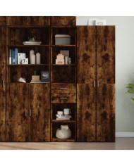 Buffet haut chêne fumé 40x42,5x185 cm bois d'ingénierie | Mobilier & Déco
