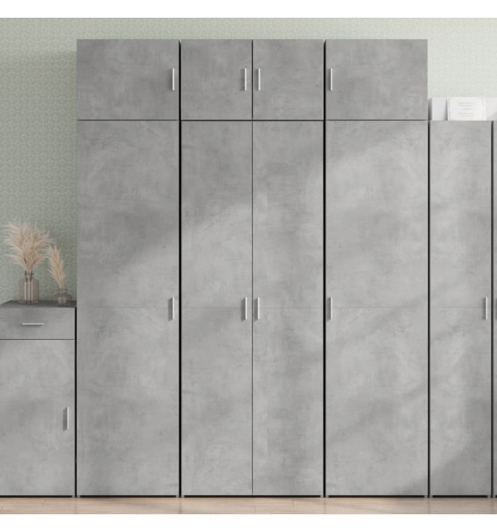 Buffet haut gris béton 70x42,5x185 cm bois d'ingénierie | Mobilier & Déco